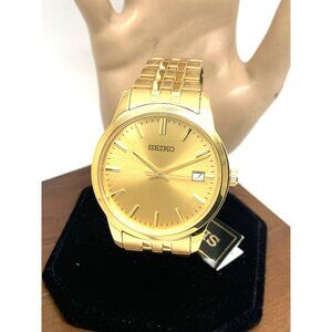 Seiko Men's Watch SUR442 Essentials Quartz Gold Stainless Steel Date 40mm